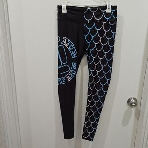 Feed Me Fight Me Black and Mermaid Print Leggings